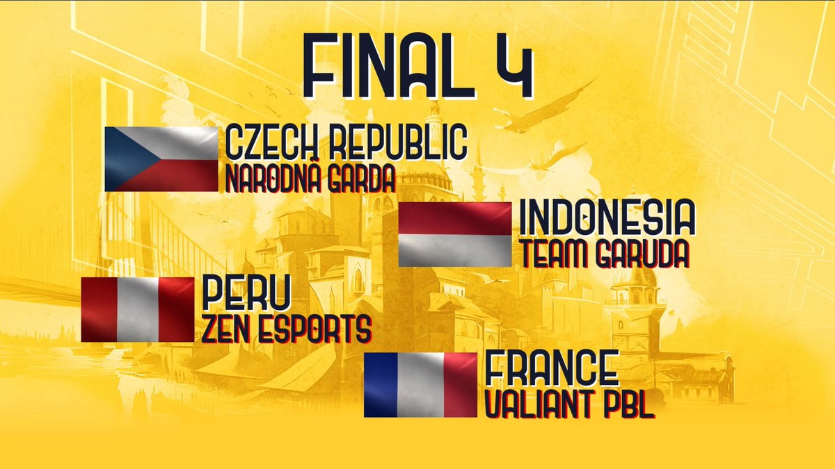 WE ARE LIVE! 🔴 Who do you think will run away with the #RedBullCampusClutch Championship? Narodna Garda 🇨🇿, Team Garuda 🇮🇩, Zen Esports 🇵🇪 or Valiant PBL 🇫🇷