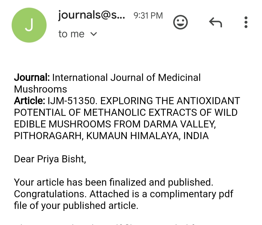 priyapth380's tweet photo. For a research scholar, pure joy is finding an email announcing the publication of their paper! 📚🎉 #ResearchMilestones #AcademicJoy #phdlife #phdvoice #phdthoughts #finally #paperpublished #perksofphd #acedemia #phdchat #phdpost https://t.co/0QU6enXiOV