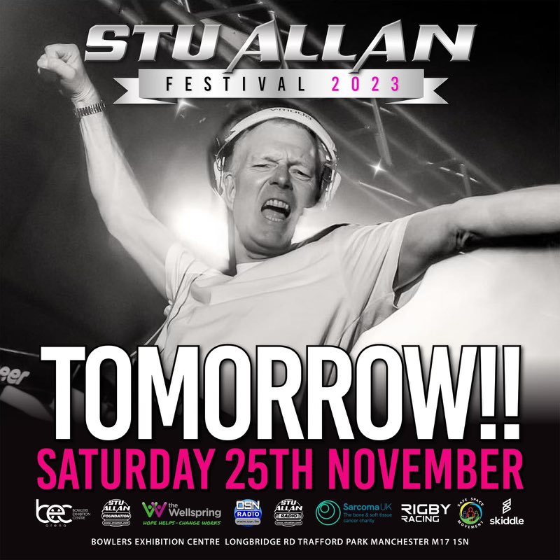 Tomorrow we come together to celebrate the life of a LEGEND ❤️ STU ALLAN FESTIVAL SAT 25TH NOV 2023 Last few tickets remaining online - click the link for tickets :- skiddle.com/e/36298387 'HERE'S another chance for you to DANCE with ME' Stu Allan Foundation x ❤️
