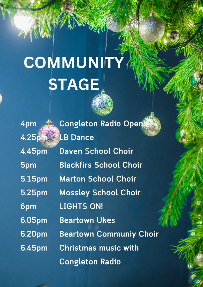 CongletonTown's tweet photo. It's almost Christmas! Santa's Grotto in the Cygnet Club (Swan Bank), stalls in the Town Hall &amp; through the town. Lantern parade leaves Cross Street at 5.35pm to lead Santa to the main stage for the big Switch-On at 6pm. Meet the Reindeer, live music, entertainment &amp; much more https://t.co/m6Oe0Pl4cE
