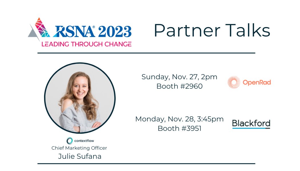 🎉 The wait for #RSNA23 is almost over! Team @contextflow_rad is ready to help with lung cancer, ILD and COPD support! 🔎 Find us here: South Hall, AI Showcase, #4355. 💻 Schedule a meeting here: demo-contextflow.zohobookings.eu/#/customer/142… 📅 Join us for one of our partner talks below.