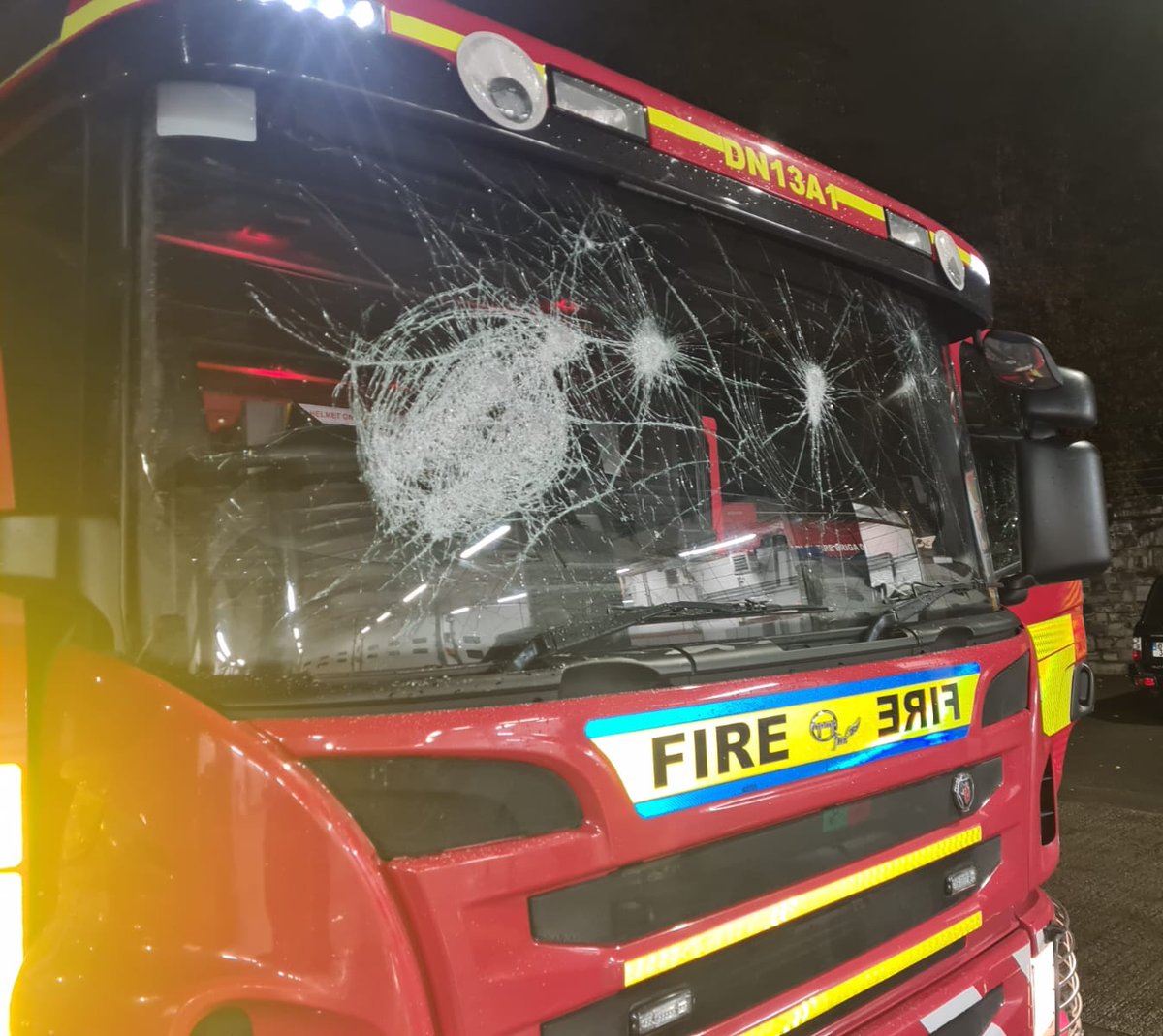 DubFireBrigade's tweet photo. "A Watch" have finished night duty and thankfully all our Firefighter/paramedics got to go home safe with no injuries reported.

A fire engine windscreen was damaged in the city centre. It was replaced by a spare appliance and the crew were able to resume their duties. https://t.co/VqFyB3LCT1