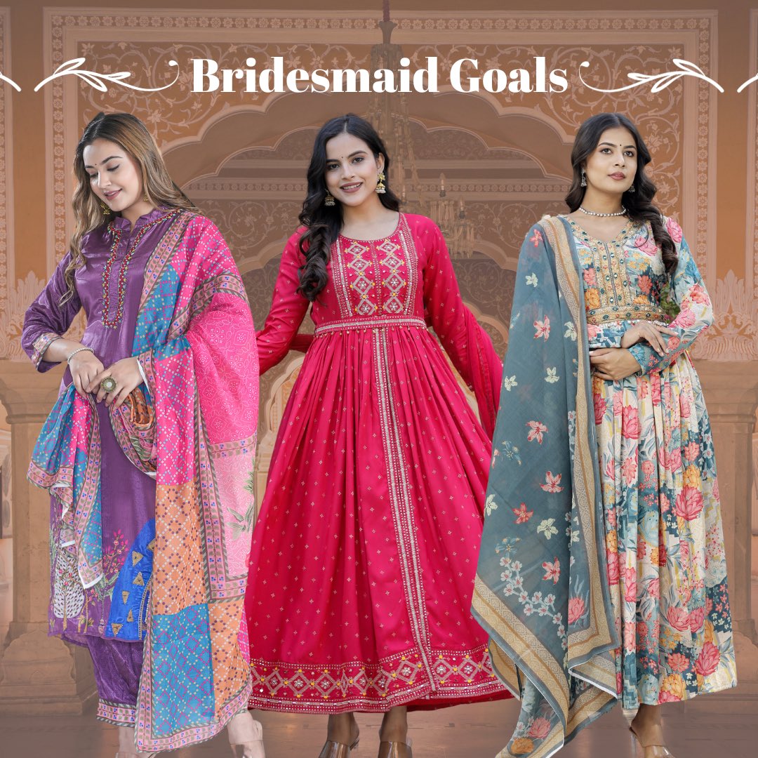 AdaaJaipur's tweet photo. Stealing the spotlight as the ultimate bridesmaid goals, these stunners are turning heads in Adaa Jaipur's breathtaking dresses.
#adaajaipur #newcollection #newlaunch #collection #ethnicwear #bridesmaid #bridesmaidcollection #floralcollection #jaipuriclothing #jaipuribrand. https://t.co/vgP5umHqY7