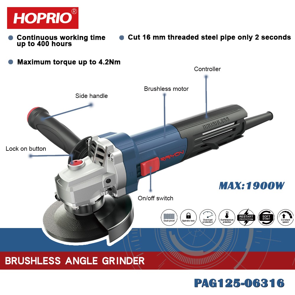 hoprioCN's tweet image. HOPRIO NEW MODEL 5INCH BRUSHLESS ANGLE GRINDER.
This model was developed by our R&amp;amp;D department for industrials. Contact us this month to place an order to enjoy the best price.😎

More: bit.ly/3PcPs0s
#anglegrinder #grindingmachine #grindingtools