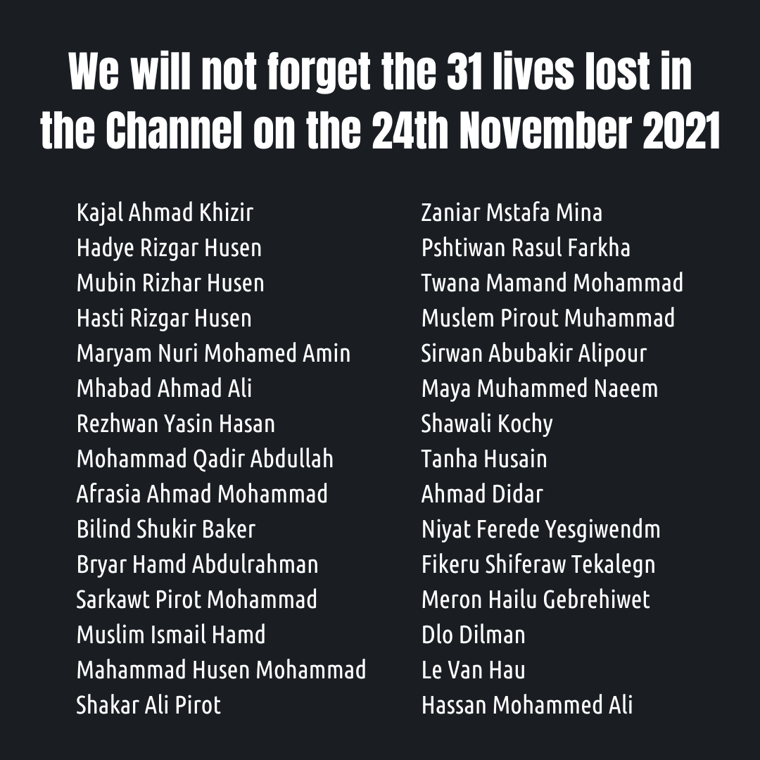 safepassageint's tweet photo. Every single person crossing the Channel to seek safety is an individual with hopes and dreams, just like every one of us.

On this day two years ago, 31 of those dreams were tragically cut short in the deadliest Channel disaster in 30 years. https://t.co/VqFzPgQGCB