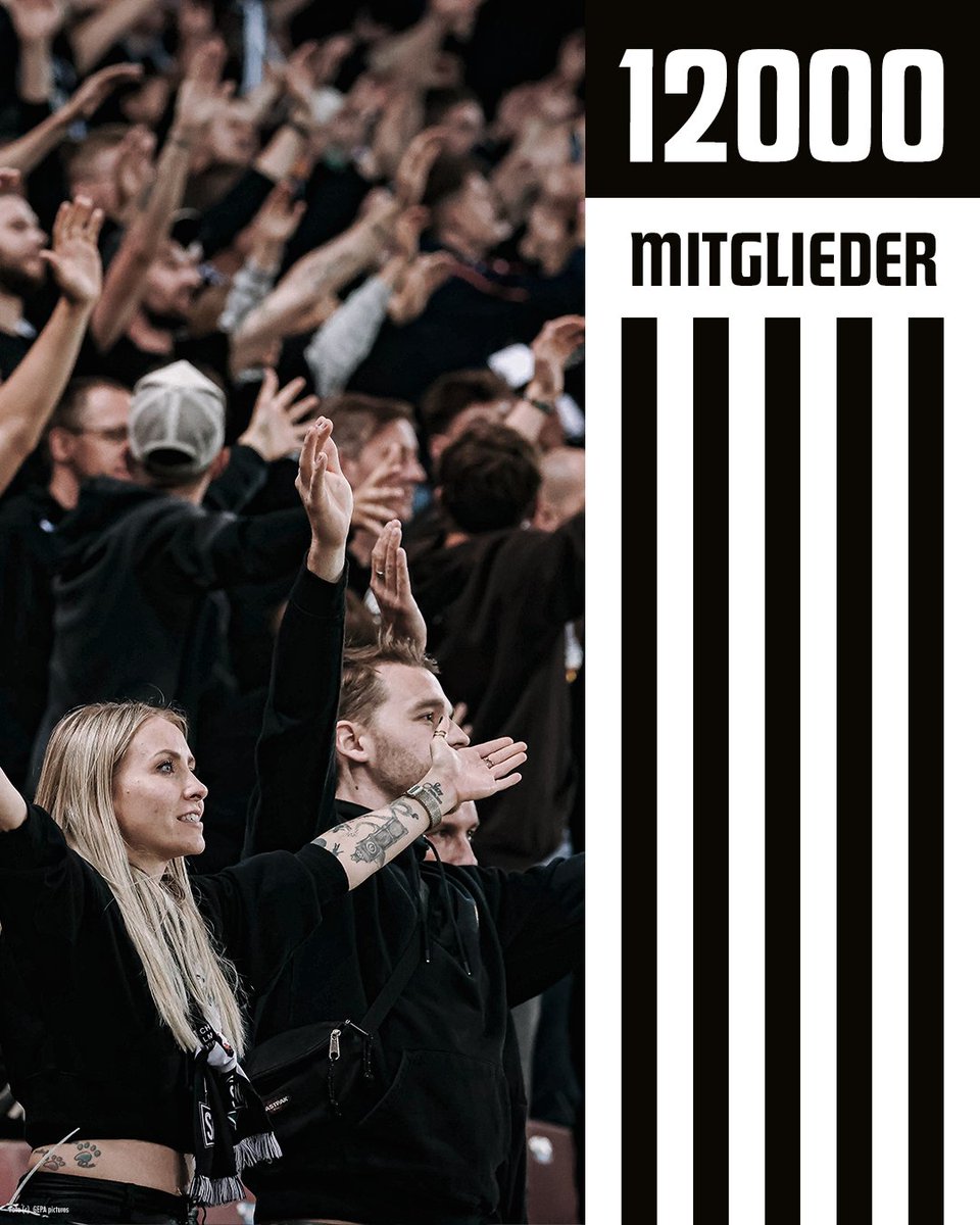 Wir freuen uns verkünden zu dürfen, dass wir die unglaubliche Marke von 12.000 Mitgliedern geknackt haben – Danke! 🖤🤍 #sturmgraz