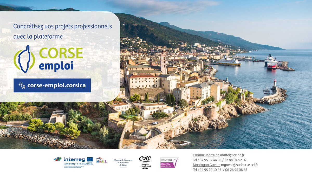 Corse Emploi : Inscription en ligne rapide et intuitive, publiez ou postulez en quelques clics seulement et profitez d'un vaste réseau de professionnels pour une recherche ciblée. 

🔍 Inscrivez-vous dès maintenant : corse-emploi.corsica/fr 

#CorseEmploi #Recrutement #Emploi