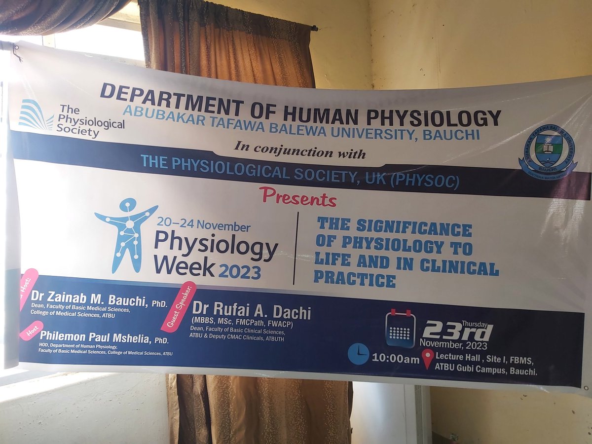 philmshelia's tweet photo. Yesterday was a great one at our #Physiologyweek public lecture on the Significance of Physiology to Life and Clinical Practice at the College of Medical Sciences, ATBU-Bauchi, Nigeria. @physoc , @Jen__Brammer https://t.co/LYmoFRVE7t