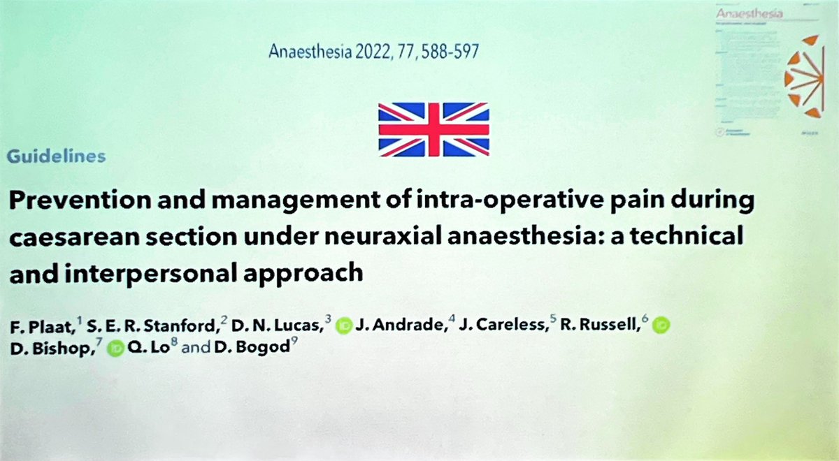 OBsleepmerchant's tweet photo. @RCoANews standards - perhaps too lax? Pain at cesarean section = top reason for litigation. 2 societies released guidelines recently to address the issue: The French Practice Bulletin & @OAAinfo #ISOA23 #OBAnes https://t.co/Hv5HthBoqN