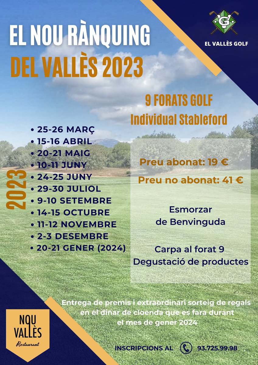 Penúltima prova del Rànquing del Vallès 2023!
2 i 3 de desembre
Inscripcions obertes
📞 93.725.99.98