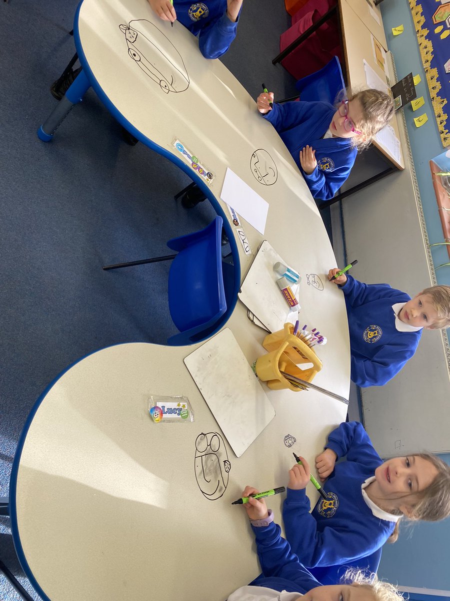 MissWildmanStM's tweet photo. Celebrating #nationalillustrationday by drawing our own versions of the boy and the alien from @OliverJeffers The Way Back Home. @StMSchStewkley https://t.co/uRk6UBj2Pi