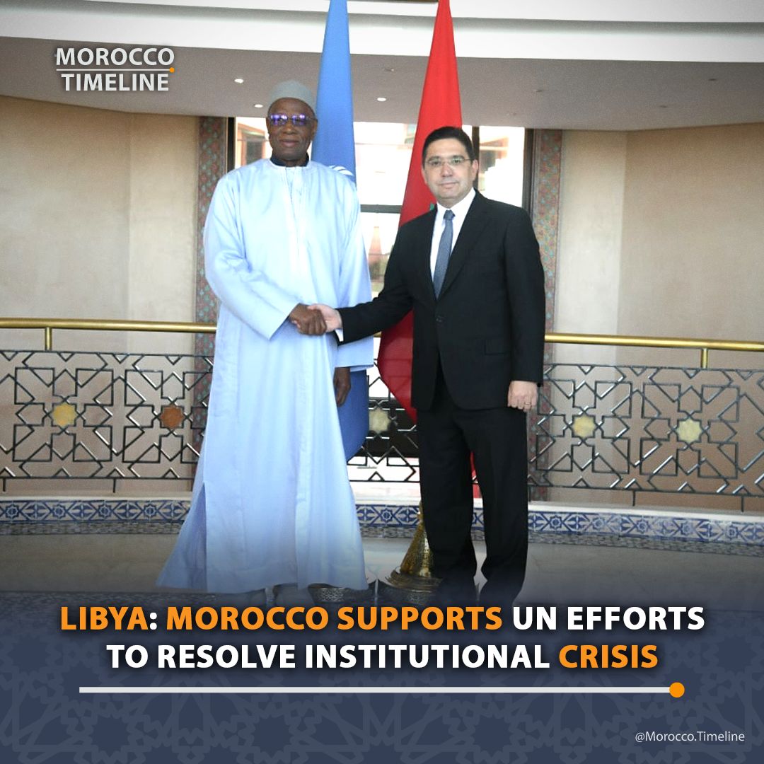 MoroccoTimeline's tweet photo. 🇲🇦 Morocco, under the enlightened leadership of HM King Mohammed VI, continues to support the efforts of the United Nations to resolve the institutional crisis in Libya, said Thursday in Rabat the MFA, Nasser Bourita.
.
#Morocco #Libya #NasserBourita https://t.co/W98TdExyae