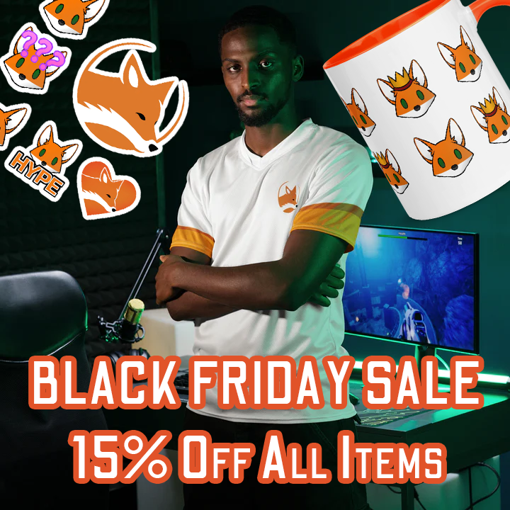 This Black Friday Weekend, get yourself something nice with 15% off all items!

Coupon is automatically added when you add merch to your basket.

Promotion runs from Now until the 27th of November!

Don't Miss Out! Vulpe.co.uk/merch