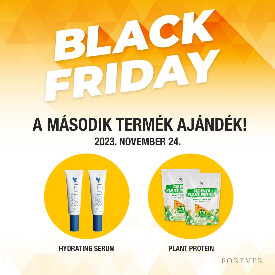 ForeverHunHQ's tweet photo. 🔥BLACK FRIDAY🔥

Itt az idő, hogy lecsapj kivételes akciónkra, melynek keretében Forever Plant Protein, és Hydrating Serum termékeinkből 1 áráért 2 db-ot kaparinthatsz meg!😍

#blackfriday https://t.co/c9QCmCeIUL