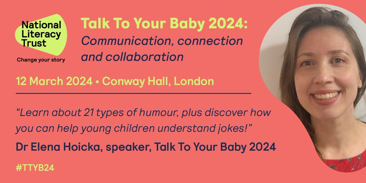 Dr Hoicka will talk about humour at the National Literacy Trust Talk to Your Baby conference. This talk is based on the Early Humor Survey, which was made possible by parents helping us at Baby Loves Science!

literacytrust.org.uk/events/talk-to…