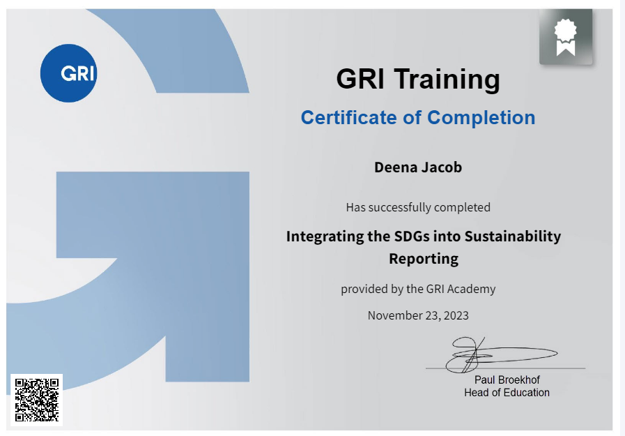 deena_jacob's tweet photo. Just got a new credential - Global Reporting Initiative. Integrating the SDGs into Sustainability Reporting

#sustainability #sustainabledevelopment #GRIstandards #sustainabilitymatters #sustainablebusinessstrategies #automotiveindustry #auto #globalreporting #business #future https://t.co/fMppuw66Ms