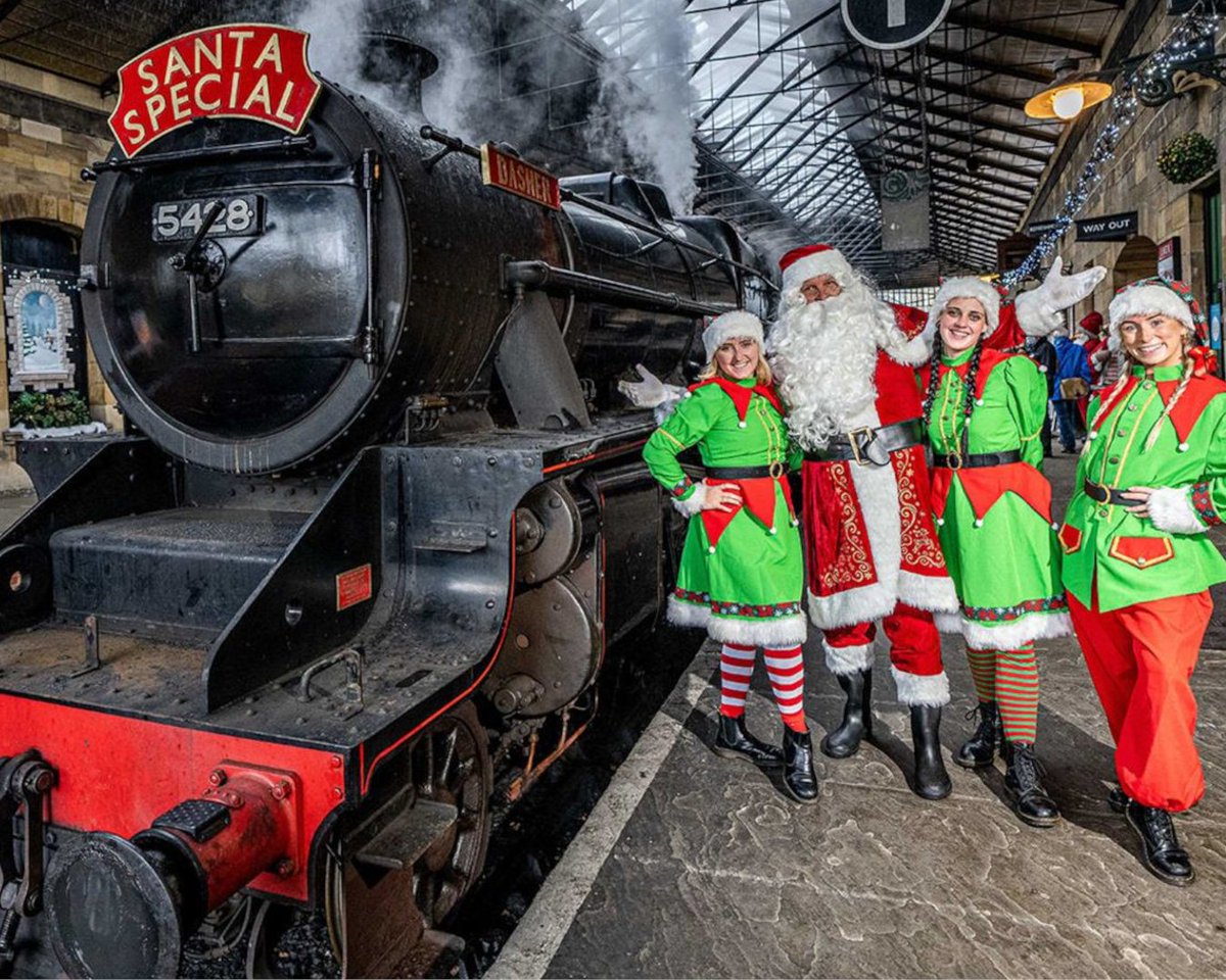 VisitWhitby's tweet photo. The Polar Express isn't the only trainline to Santa! 🎅 On select dates, board the Santa Special, traversing the moors landscapes, get a glimpse of the big man himself, and fa la la into the Christmas spirit!

https://t.co/xe75X7adul
#YorkshireLandscape #TrainExperience
📸 @nymr https://t.co/qZZXAZpqQj