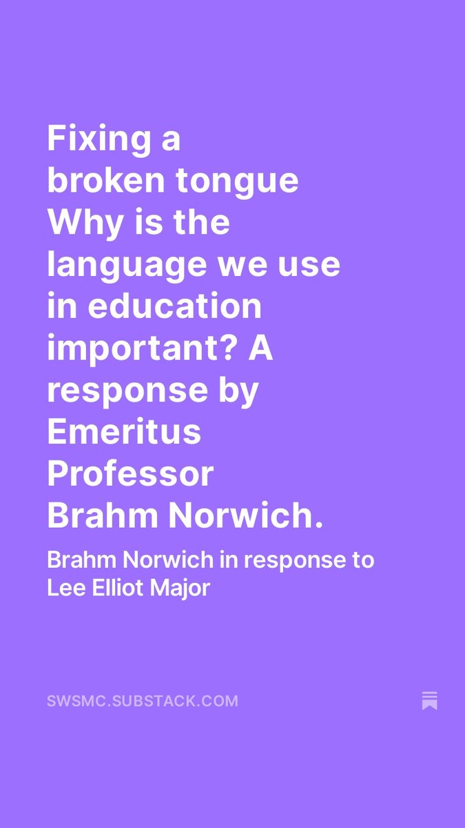 South-West Social Mobility Commission (@southwestsmc) on Twitter photo Fixing a broken tongue Why is the language we use in education important? A response by Emeritus Professor Brahm Norwich to
<a href="/Lem_Exeter/">Lee Elliot Major</a>
open.substack.com/pub/swsmc/p/fi… Fixing a broken tongue Why is the language we use in education important? A response by Emeritus Professor Brahm Norwich to
<a href="/Lem_Exeter/">Lee Elliot Major</a>
open.substack.com/pub/swsmc/p/fi…