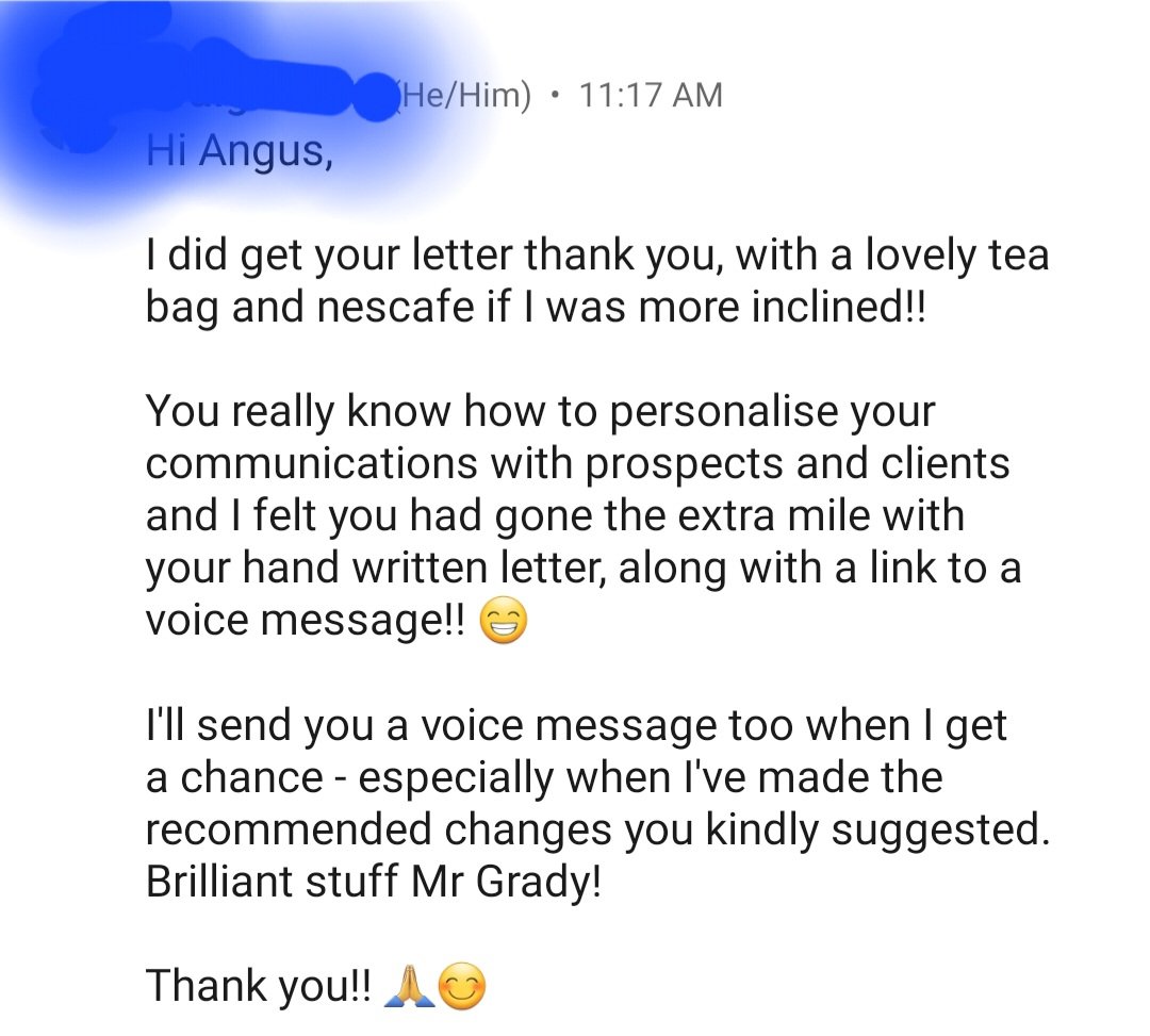 AngusGrady's tweet photo. It's always about getting the attention of the prospect and keeping it.
This one piece of lumpy mail converted into a project.
Happy days.
#marketing #LinkedInUnlocker https://t.co/Dsb1otM5LJ