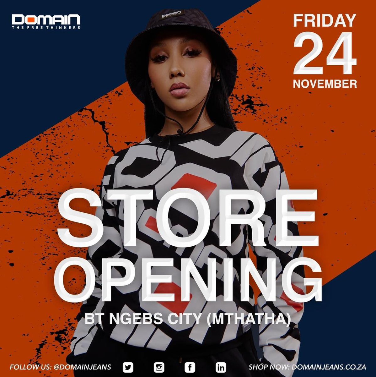 DomainJeans's tweet image. Greetings Mthatha!!😎

We have officially opened of our  second store DOMAIN at @BTNgebsCity_. 

We have exclusive Black Friday offers and the finest styled items in store.

Come through and shop with us. 

#TheFreeThinkers