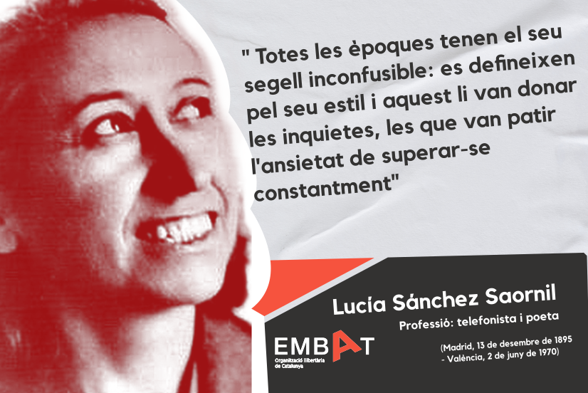 embatOLC's tweet image. &quot;Totes les èpoques tenen el seu segell inconfusible: es defineixen pel seu estil i aquest li van donar les inquietes, les que van patir l&apos;ansietat de superar-se constantment&quot; Lucía Sánchez Saornil #paraulesxreflexionar #organitzacioanarquista #embat