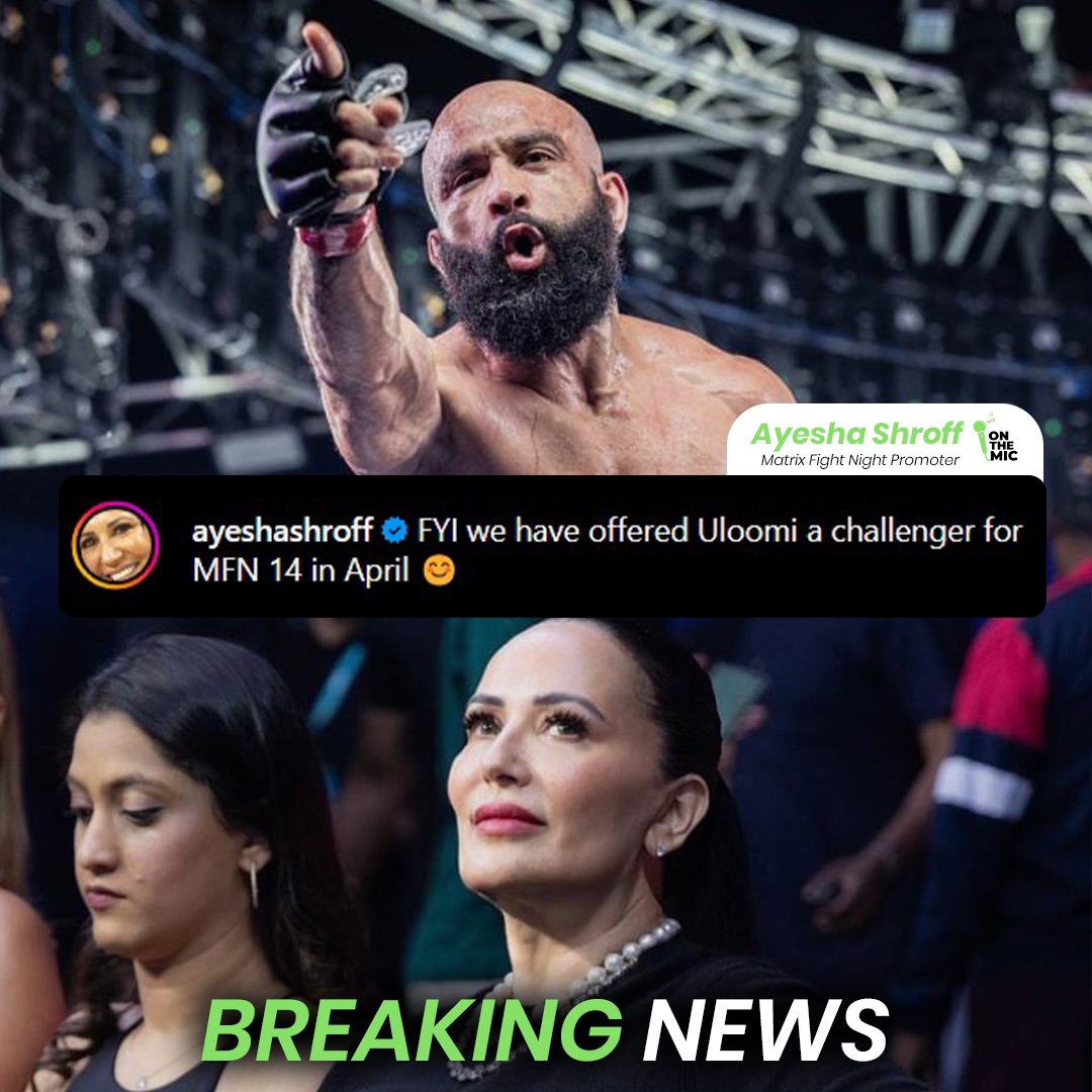 🚨 @uloomi defends the MFN Championship in April 2024 🇮🇳🇵🇰 @mfn_mma promoter and Bollywood icon @AyeshaShroff confirmed that 'Kratos' Uloomi Karim is set to defend his MFN Bantamweight Championship at MFN 14. #MMA #PAKMMA #IndianMMA #India