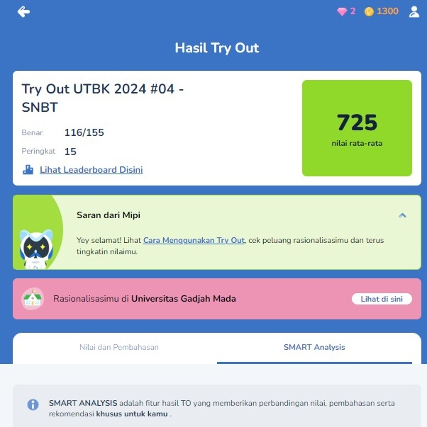 a bit lateee but here is my results for try out #4 at <a href="/pahamify/">Pahamify | TO + Live Class UTBK & Ujian Mandiri</a>