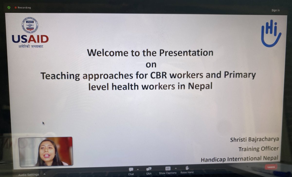 ADAPT_CSP's tweet photo. Next up is @ShristiBajrach7 talking about teaching approaches for CBR workers and primary level health workers in Nepal with @HI_INNESKA 

#ADAPT23 https://t.co/K7XQkDgrUP