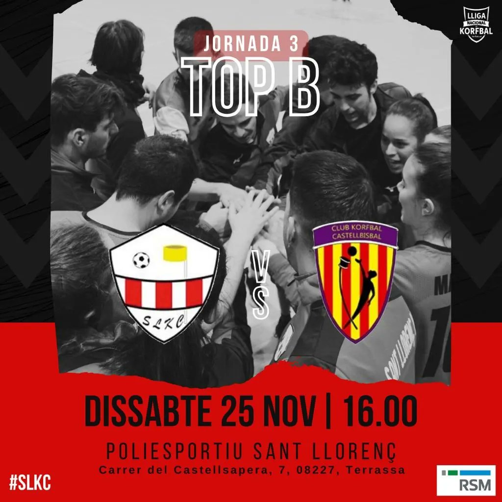 SantLlorencKC's tweet photo. 🔴⚪ JUGUEM A CASA!
Primers partits de la temporada 23/24 a casa. Vine animar-nos!!🤙
📆 Dissabte 25/11:
👫 @ckcastellbisbal
📌 Poliesportiu Sant Llorenç de Terrassa
TOP B a les 16 h
TOP A a les 17:45 h
Continuem!💪
#slkc #Korfbal #esportmixte #BeRSM #SoyRSM https://t.co/9UyEP6QBRb