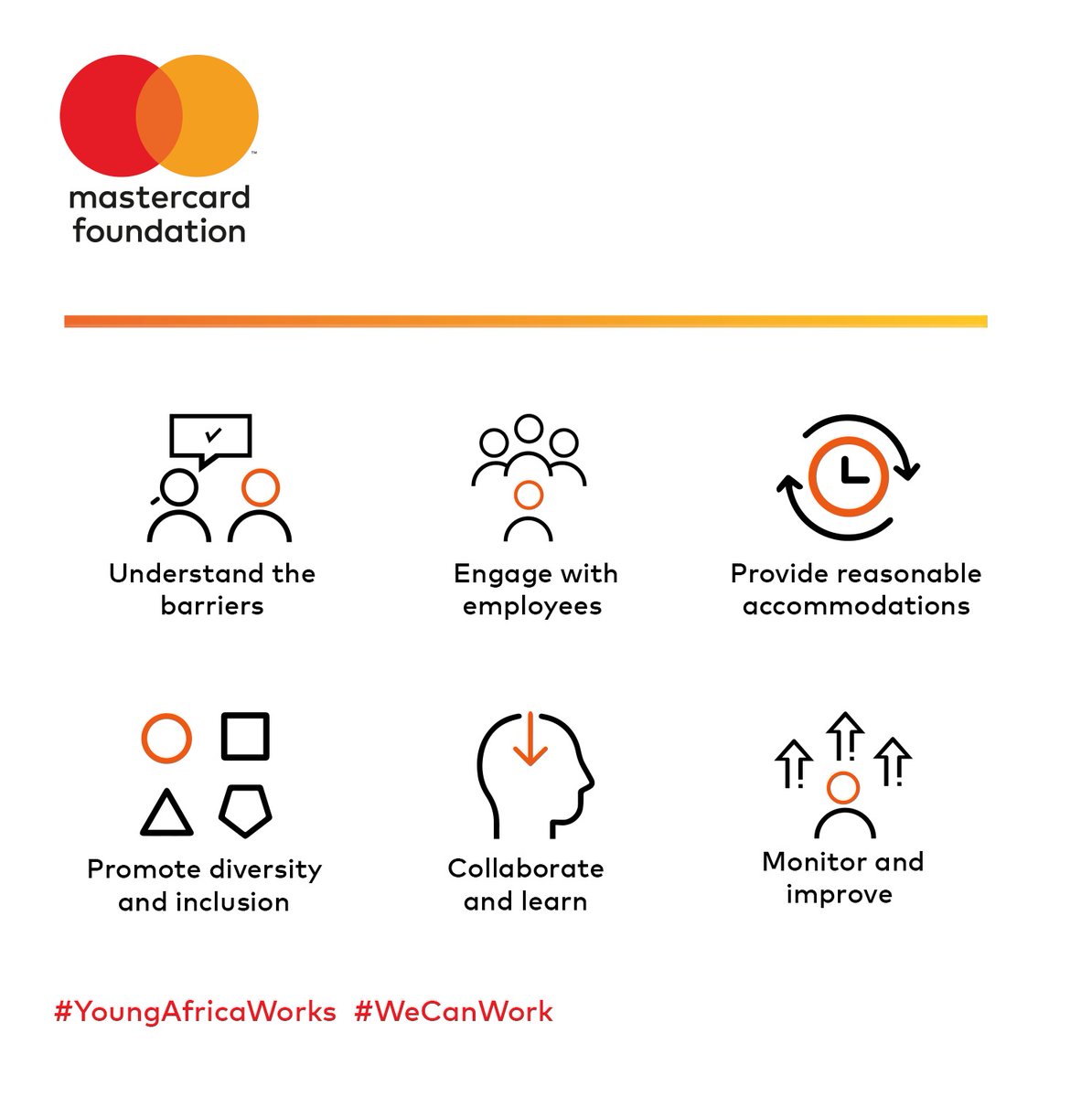 Not sure how to create an inclusive workplace?
Here are some valuable tips shared by a group of 30 contributors - all experts in disability and inclusion.
Which tip resonates most with you? What more can you add?

linkedin.com/advice/0/how-c…

#YoungAfricaWorks #WeCanWork