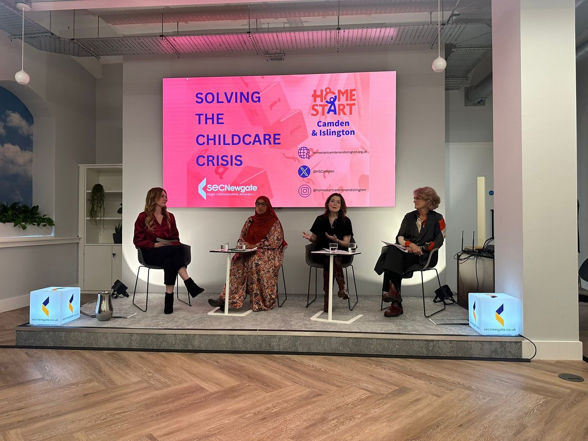 Our Co-Chair @ImogenOtr was delighted to speak on this fantastic panel on solving the childcare crisis yesterday, featuring insights from @HSCamden, @IslingtonBC and @suttontrust. Thanks to @SECNewgateUK for hosting us!