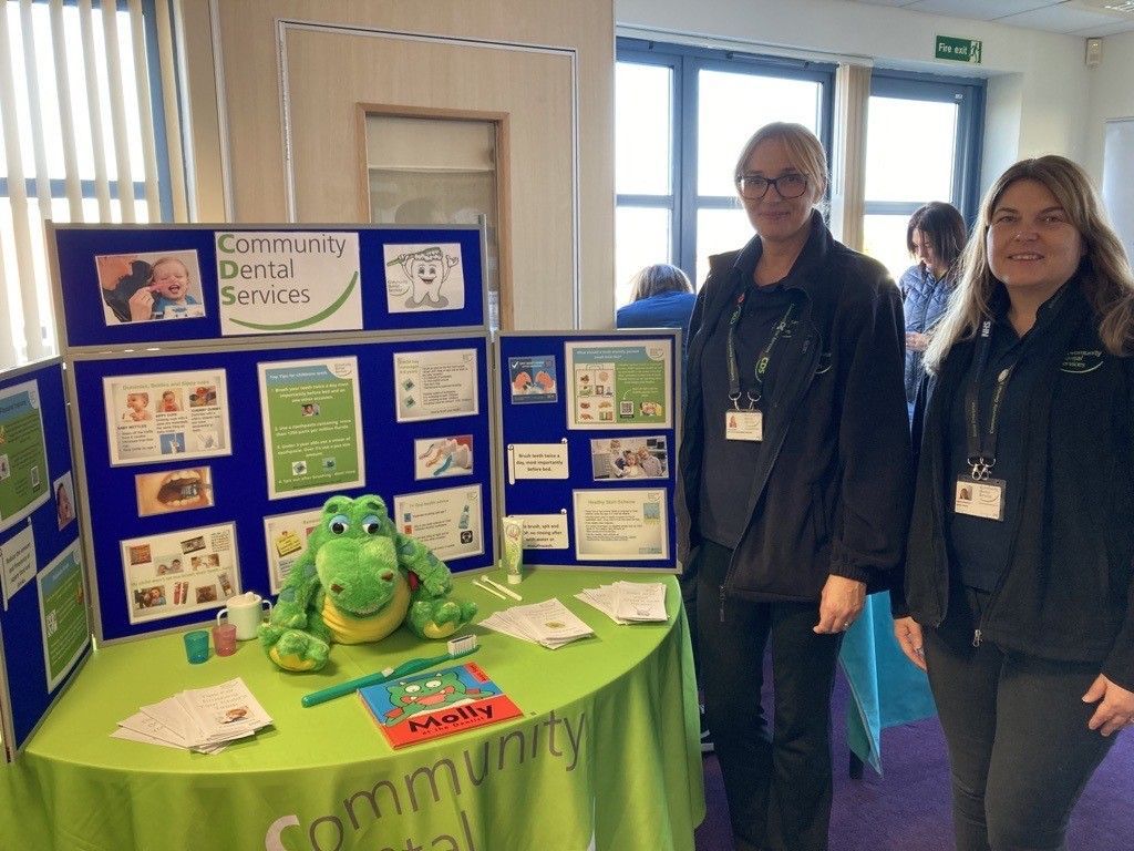 CDS_CIC's tweet photo. Jane and Jodie from Lincolnshire OHI team are attending the family Health Hub launch in Mablethorpe today talking to families and other professionals taking part about how to improve their families oral health. #OHILincolnshire #OHImprovement #ReducingInequalities https://t.co/PF8c3Pbv5M