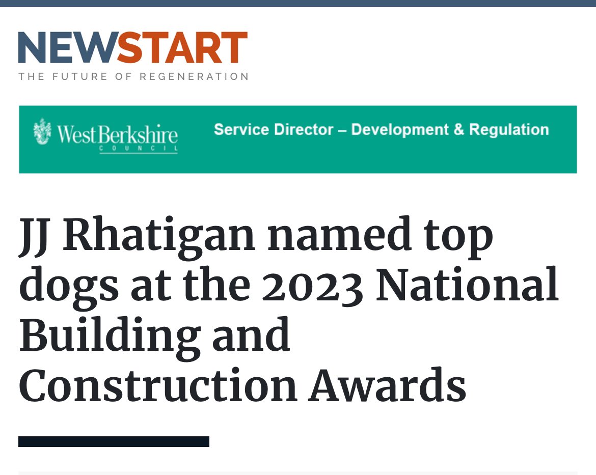 Great to see the national publication New Start Magazine headlining the wonderful success of JJ Rhatigan and other category winners from last weeks National Building &amp; Construction Awards 2023 held at the London Wembley Hilton.

newstartmag.co.uk/articles/jj-rh…