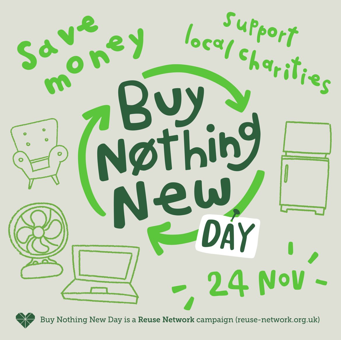 Furnistore's tweet photo. ♻️Buy Nothing New Day♻️
Instead of Black Friday, choose to #BuyNothingNew on Friday 24th November!
Save money and help your local community and local reuse charity this year, by buying a pre-loved item on Buy Nothing New Day #reusenetwork
@reuse_network #buynothingnewday https://t.co/NhPUZWbikV