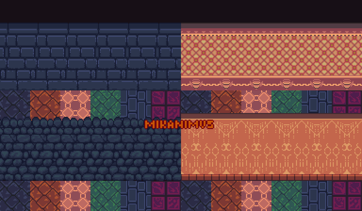 The walls and the grounds are done 🙂

#pixelart
