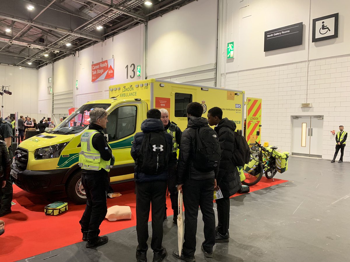 Ldn_Ambulance's tweet photo. We’re at #SkillsLondon today, the UK’s biggest career fair for 14-24 yr olds ✅
You won’t miss our stand! We’ve got a brand new ambulance, #CPR training stations and @LAS_CycleTeam bikes. Come and learn what it’s like to save lives at #TeamLAS 💚
📍 Stand 707/712, @ExCeLLondon https://t.co/5v2wWpg2Fl