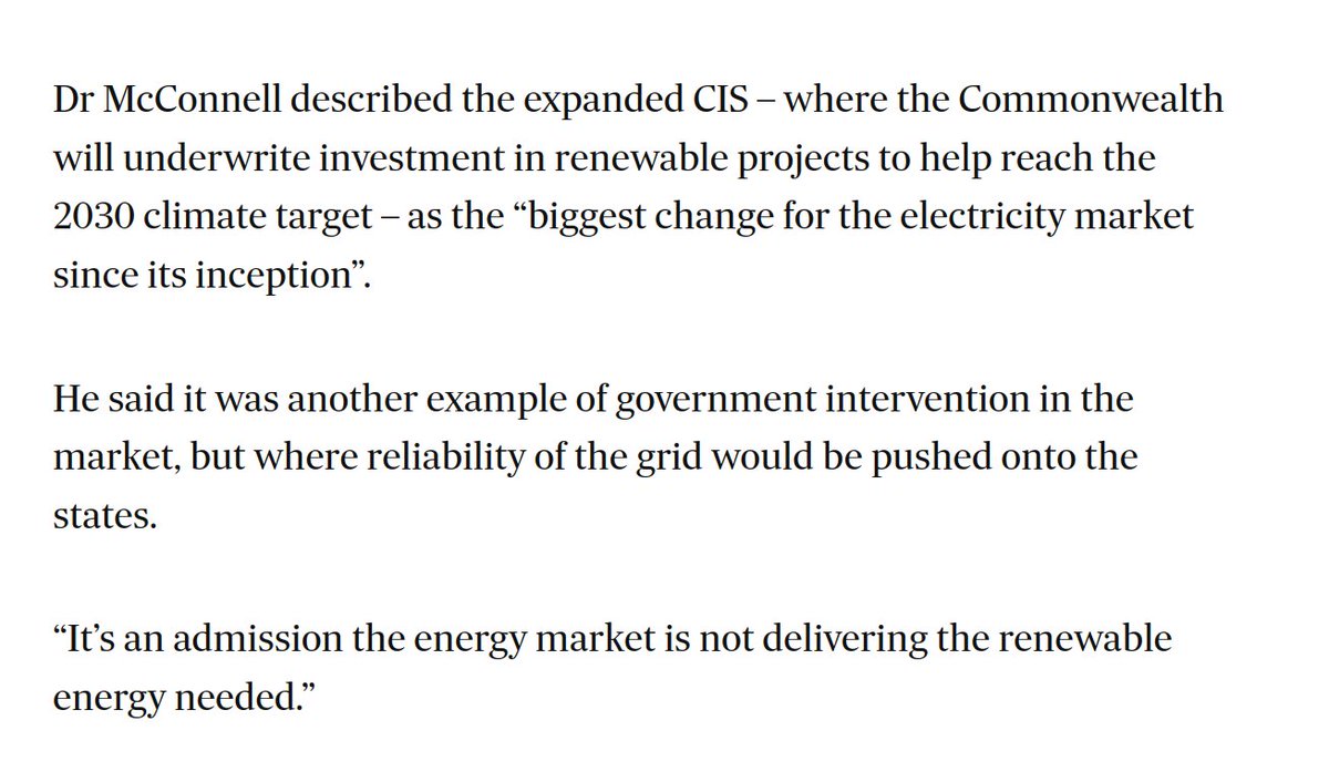 .. reckon CIS is “biggest change for the electricity market since its inception” Over the top or nah? afr.com/politics/feder…