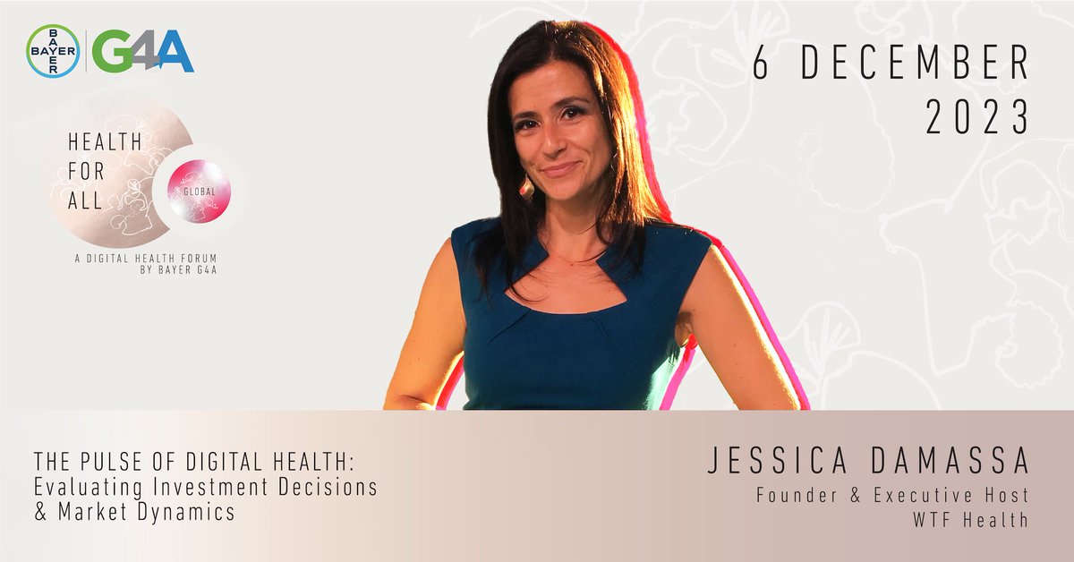 Bayer G4A (@g4ahealth) on Twitter photo Introducing our our moderator <a href="/jessdamassa/">Jessica DaMassa</a>, executive producer of <a href="/wtf_health/">WTF Health</a>, for our Digital Health Forum #digitalhealth investment panel on December 6 from 5:30-6:30pm CET / 11:30am-12:30pm EST.
Be sure to register for the session here 👉 linkedin.com/events/g4adigi…
#dhf23 Introducing our our moderator <a href="/jessdamassa/">Jessica DaMassa</a>, executive producer of <a href="/wtf_health/">WTF Health</a>, for our Digital Health Forum #digitalhealth investment panel on December 6 from 5:30-6:30pm CET / 11:30am-12:30pm EST.
Be sure to register for the session here 👉 linkedin.com/events/g4adigi…
#dhf23