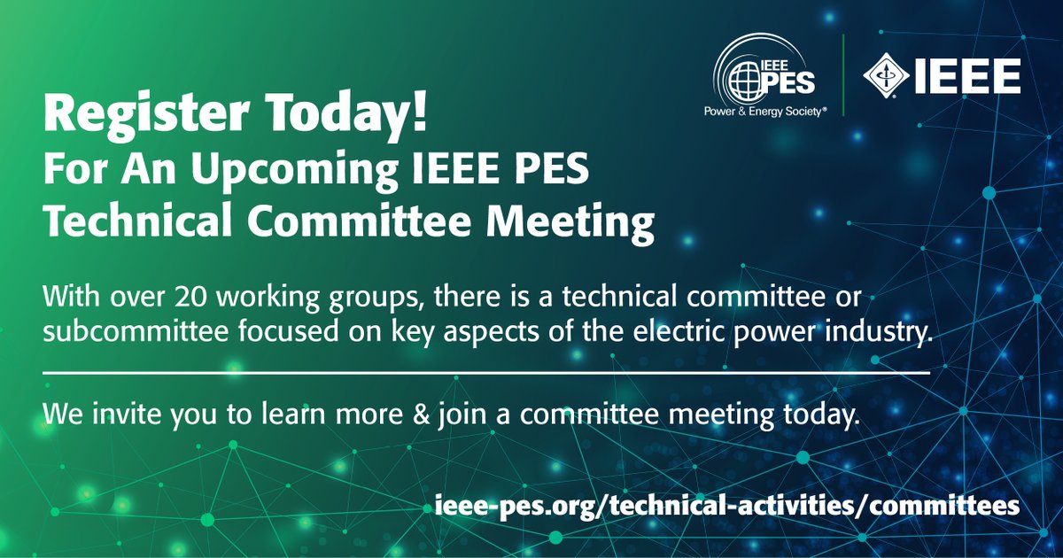 ieee_pes's tweet image. Check Out!  The calendar 📆  for upcoming IEE PES Technical Committee Meetings.

▶️ bit.ly/3Y5aK1Q
...
We invite you to learn more &amp;amp; join a committee meeting today.

#ieeepes #technicalcommittee #powerengineering #electricalengineering