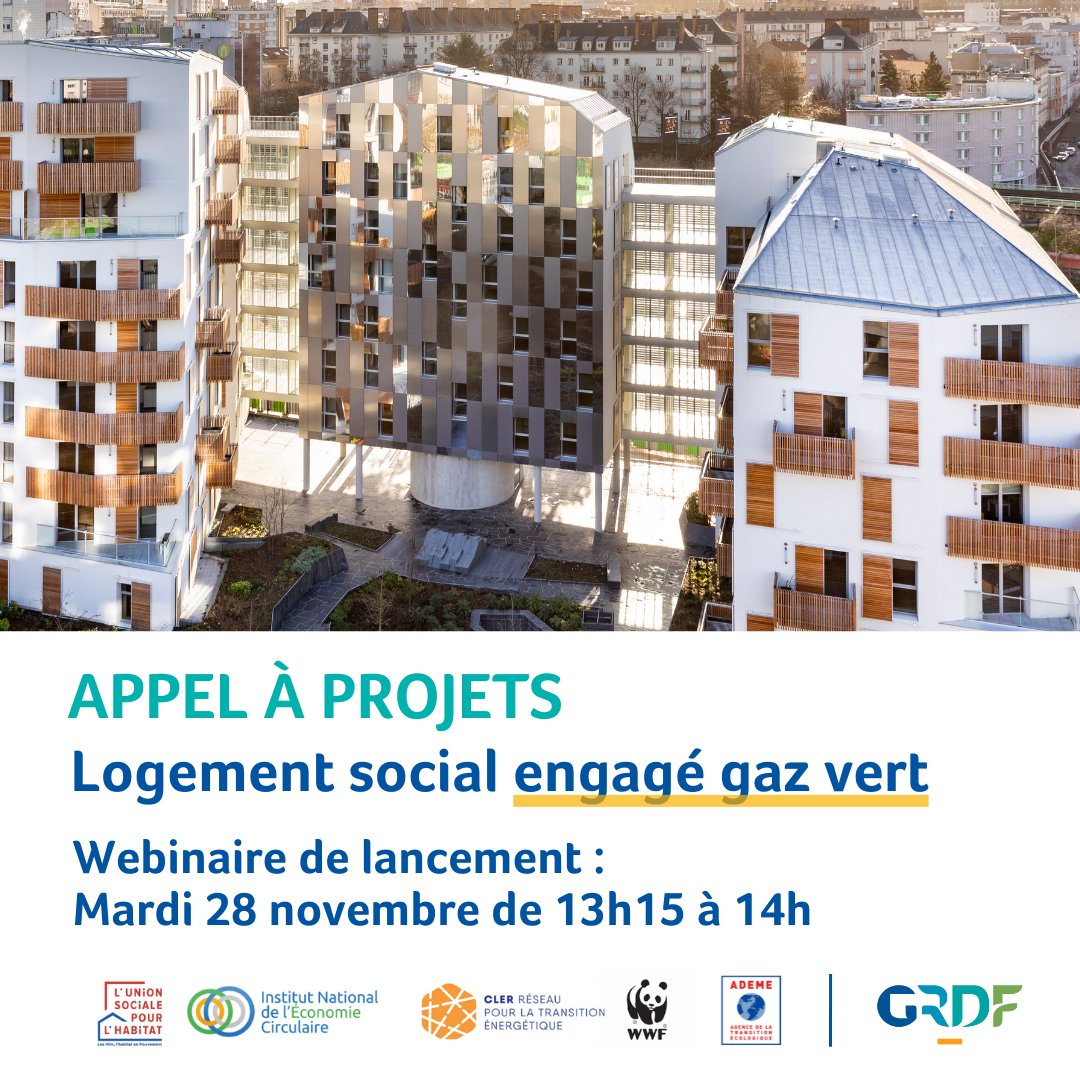⏱️ #GRDF organise un webinaire de présentation de l’appel à projets "Logement social engagé gaz vert" destiné aux #bailleurs sociaux le 28/11.
Pour s'inscrire : GRDF-polehabitat@grdf.fr
Pour en savoir ➕ et candidater : innovation.grdf.fr/challenge/show…
#décarbonation #autonomieénergétique