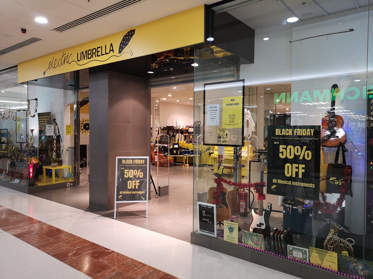 TimWinwardHart's tweet photo. 50% off musical instruments at the @electricbrolly Emporium in the @TheMarlowes today and tomorrow!

#blackfriday #electricumbrella #emporium https://t.co/c8YHZUyjmC