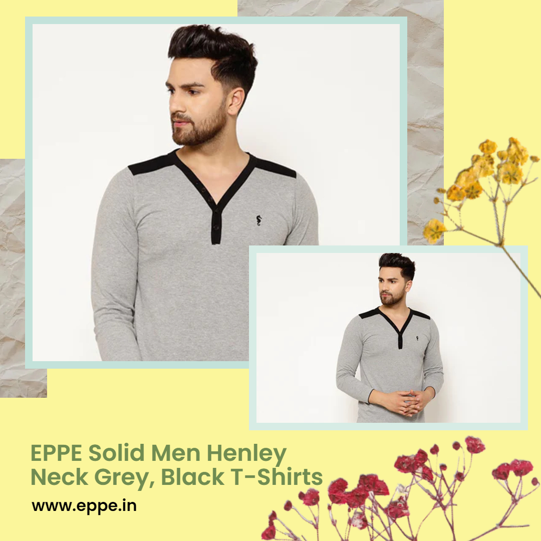 Solid Men Henley Neck Grey, Black T-Shirts by Eppe Fashion
Cotton Multicolour Henley Neck Stylish High Fashion Full Sleeve T Shirt In Cut And Sew Style With 5 Button
#FashionforMen #HenleyNeckTshirts #TshirtsforMen #EppeFashion #TshirtFashion #ComfortableTshirts #GreyBlackTshirts