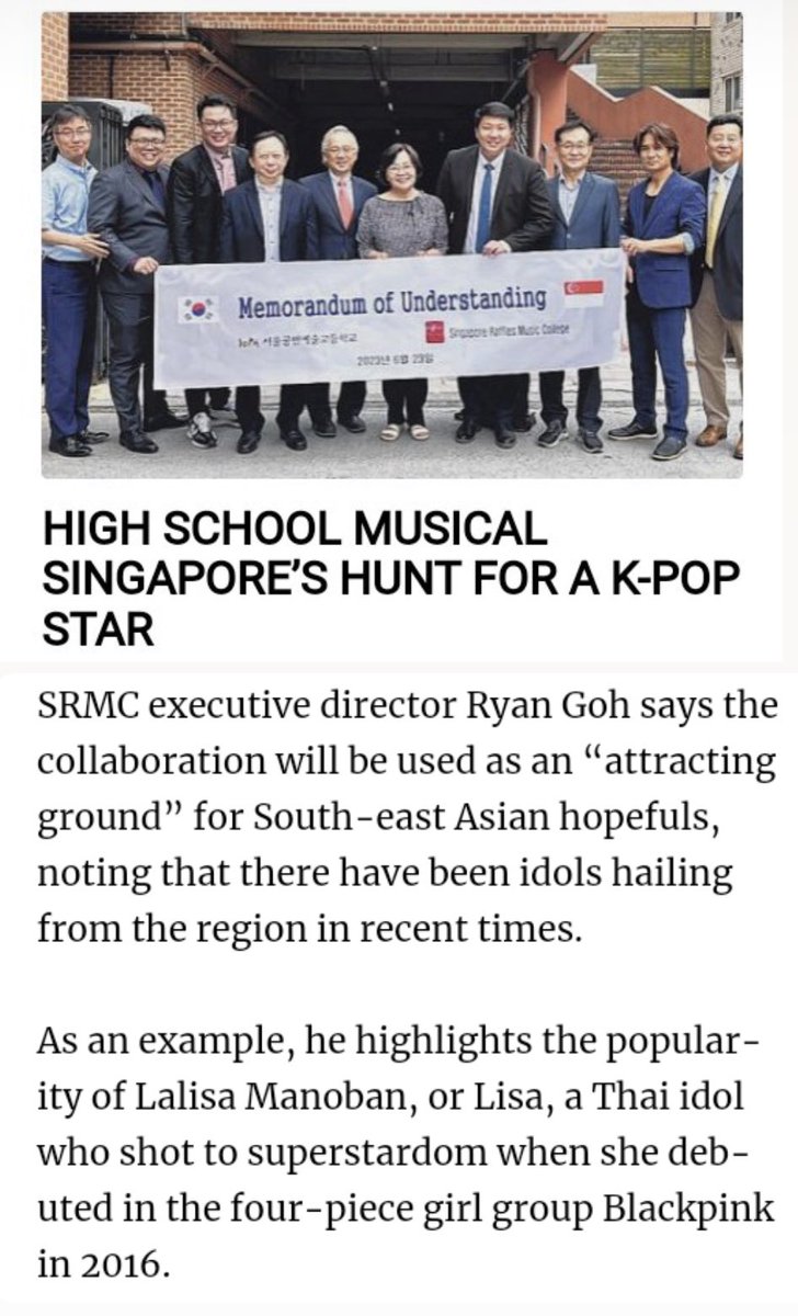 High school musical: Singapore’s hunt for a K-pop star via @BusinessTimes: “He (Singapore Raffles Music College Executive Director Ryan Goh) highlights the popularity of #LALISA Manoban, or #LISA, a Thai idol who shot to superstardom when she debuted in the four-piece girl…