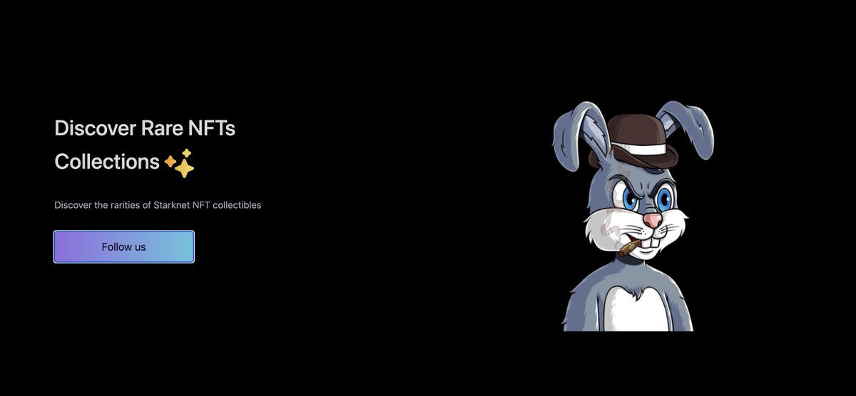 Our website is ready 🔥

howstarkrare.info

What's next?

🥕Rarity

Starknet NFT owners will be able to review their rarities on our website.

🥕We will launch the WL claim mechanism.

Rabbit owners can redeem the carrots they earn from staking for various NFT rewards,