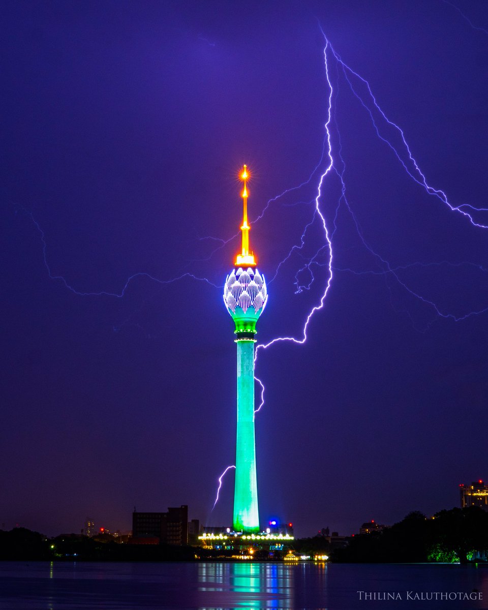 Lightning strikes seen behind the South Asia's tallest tower, the iconic Lotus Tower in Colombo. ⚡

#CameraLK #SonyAlpha