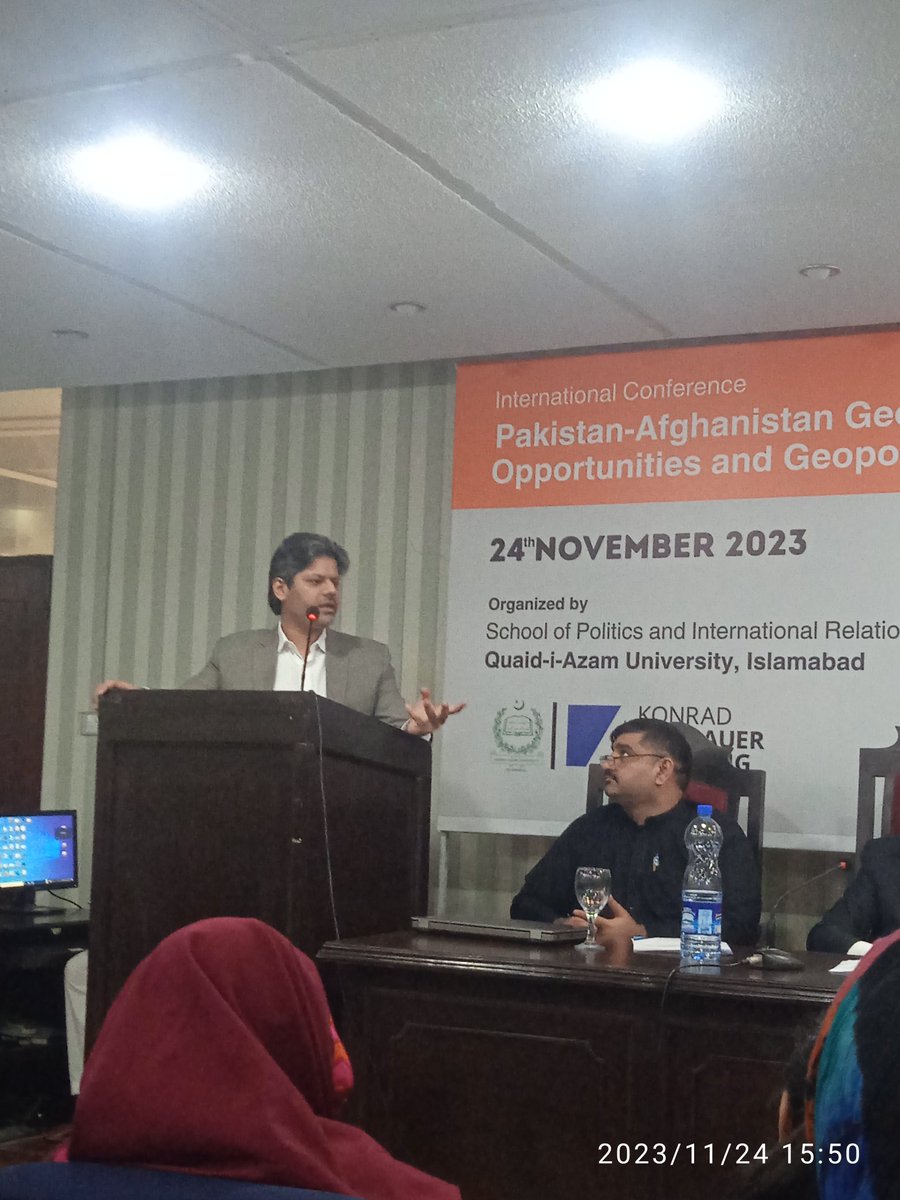 AnamVirk1's tweet photo. In the end, @khansheharyar from @NDF_Pak is speaking that having emanating instability in Afghanistan is the great hindrance in the way of multilateral international funding for TAPI, KASA and the regional projects like these. 
@NazishMh @FarhanHSiddiqi @faheembannu @QAU_SPIR https://t.co/q0grpOAYED