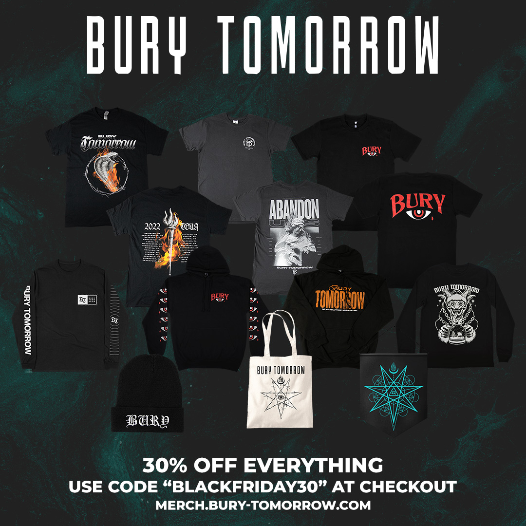 burytomorrow's tweet photo. BLACK FRIDAY SALE!
Starting now until 12PM on November 27, we have 30% off in our merch store.

We’re also putting our tour stock online for the first time ever in the EU/UK. Get on it while items are still in stock! Apply code ‘BLACKFRIDAY30’ at checkout. https://t.co/0oihLBHoMw