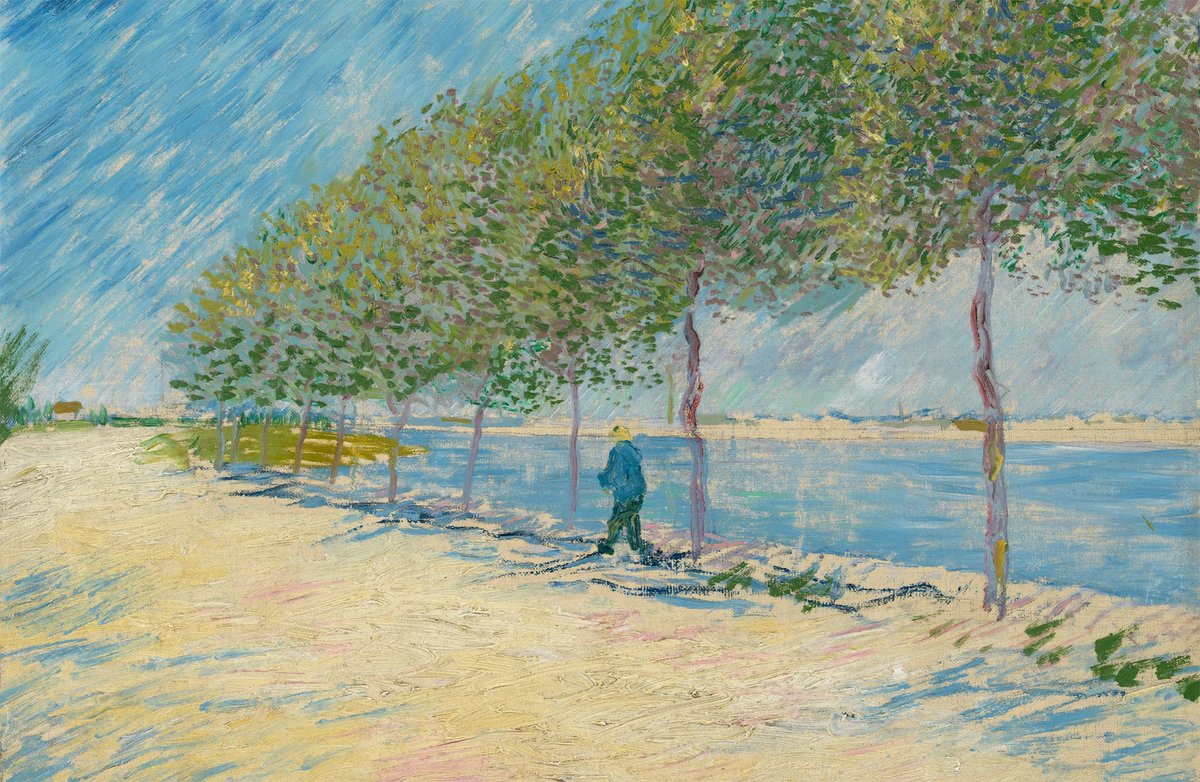 Paint everywhere 🎨 Paul Signac told Van Gogh’s biographer Gustave Coquiot: ‘He stuck right by me, shouting, gesticulating, and brandishing his large size-30 canvas, so that he spread wet paint onto himself and the passers-by’. 'Van Gogh along the Seine' on view until 14 Jan