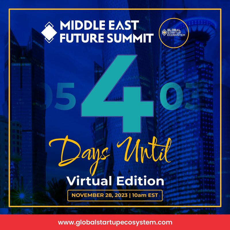 GlobalStartupE's tweet photo. 4 days until the Middle East Future Summit! Expand your network and connect with fellow professionals from across the Middle East.

Register via: https://t.co/1bZ4GQjIAE
#middleeast #futuresummit #summit https://t.co/YOBp2TiRk8