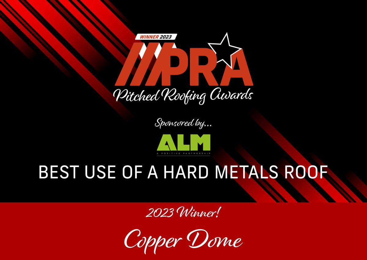 ✨Live from the #PitchedRoofingAwards 2023
Up next, Best use of a hard metals roof, sponsored by @ ALM_ALMHM
And the winner is… Copper Dome – Tidworth 🏆The judges said ‘the project was well planned and demonstrated excellent craftsmanship’ Well done! 👏